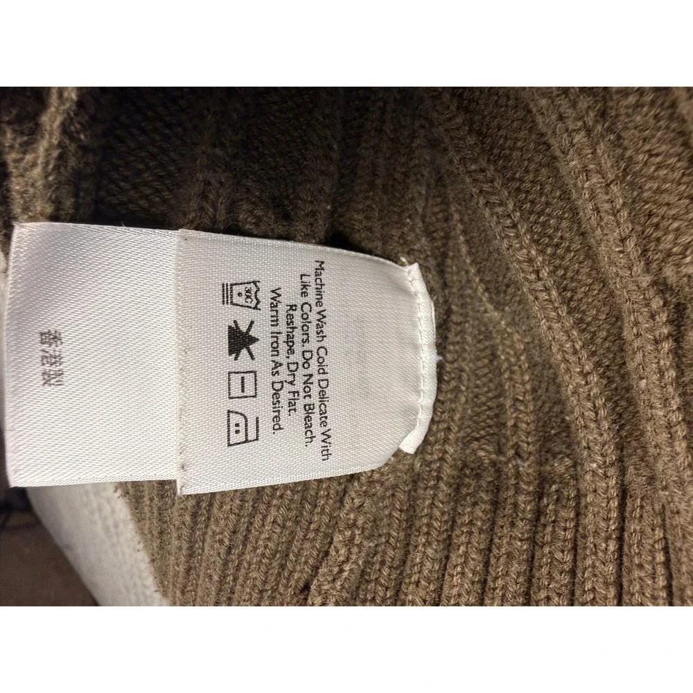 Eddie Bauer Y2K Cardigan Womens XL Tall Brown Cable Knit Sweater Grandma Preppy